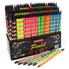 Олівець ч/г "JO" /DSCN0702/ HB Star color "Stripe" з гумкою, карт. стійка (288)