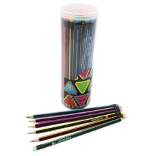 Олівець ч/г "JO" /DSCN0706/ HB Star color "Colors" тригранний з гумкою, у банці (48/2880)