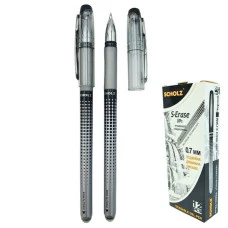 Ручка гелева пиши-стирай "SCHOLZ" /3007-9SCH/ 0,7мм, гумовий грип, чорна, S-ERASE (12/144/1728)