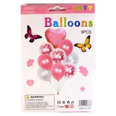 Набір з 9 кульок "Pelican" /836834-1 pink gold/ сердечко  рожеве золото 12'