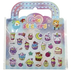 Наліпки "WB" /LTJ-005/ пластикові об'ємні з фольгою 14,5*13,5см Десерти kawaii (20)