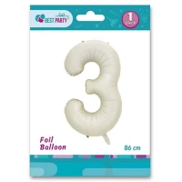 Кулька фольгована "WB" /BP10870(3)/ Цифра "3" Бежева матова 34"(86см) (1/10)