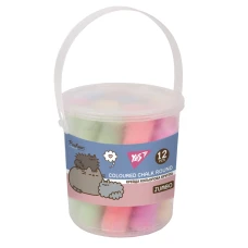 Крейда кольорова 12 шт. "YES" /400550/ "Pusheen",  JUMBO у відрі (1/24)