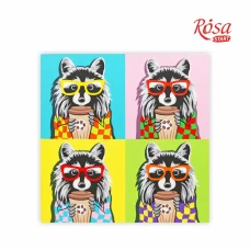 Картина на картоні з контуром "ROSA START" 30*30 "Pop Art Raccoon" /037/ БЕЗ ФАРБ 