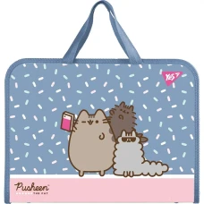 Папка-портфель на блискавці А4+ "Yes" /492316/ "Pusheen" з ткан. ручк. (1/12/48)
