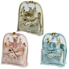 Рюкзак "WB" /TMB-262/ прозорий ПВХ 32*25*14,5см+ косметичка 20*20*8см, МІКС (1/20)