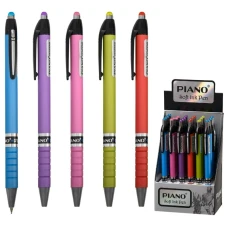 Ручка масляна автомат "PIANO" PB-165-С "Color" синя, кол.корпус (24)