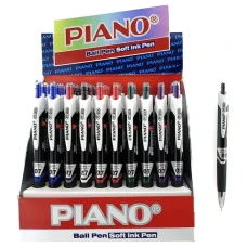 Ручка масляна автомат "PIANO" PТ-201 0,7мм, синя, ТРИКУТНА (50)