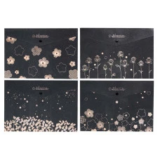 Папка-конверт на кнопці А4 /JL-D0051/ 180мкм матова фактура, чорна з квітами (12/720)
