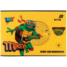 Зошит для малювання А4/12арк. "Kite" /NT26-241/  скоба, софт тач + УФ лак, TMNT Mutant Mayhem (20/160)