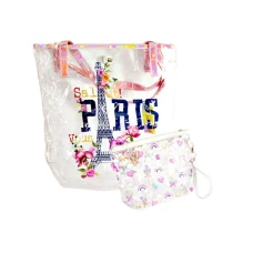Сумка-шопер "WB"/13741/, "Париж"33,5*34*8см, проз.ПВХ +космет 12*16см з паєтк. (1/150)