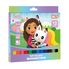 Фломастеры "YES" 12 цв. /650619/ Gabby Dollhouse JUMBO superwashable у карт. корр. (1/144)
