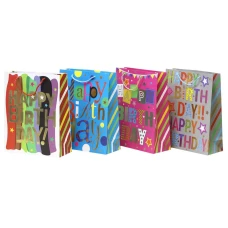 Пакет подарунковий 18*23*10см "WB" /Y2913S/ з фольгою 210гр Happy Birthday смужки (12)