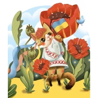 Алмазна мозаїка "Go to art" /177207/ "Киця-переможниця" 21*25 см на картоні 5D 