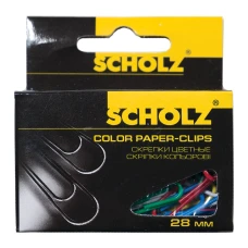 Скріпки "SCHOLZ" /4755/ 28мм (100шт) прямі, кольорові (10/500)