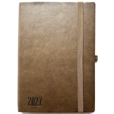 Дневник датированный 2027 А5/160л "Bourgeois" /9960/ КОЖ. ЗАМ, крем пап., 70гр/м == на резинке (1/20)