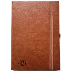 Дневник датированный 2027 А5/160л "Bourgeois" /9961/ КОЖ. ЗАМ, крем пап., 70гр/м == на резинке (1/20)