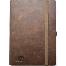 Дневник датированный 2027 А5/160л "Bourgeois" /9963/ КОЖ. ЗАМ, крем пап., 70гр/м == на резинке (1/20)