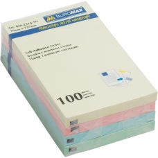 Папір з клейким шаром "BuroMAX" 76*127  /ВМ 2314-99/  100арк.  кольор./ас. (12/144)