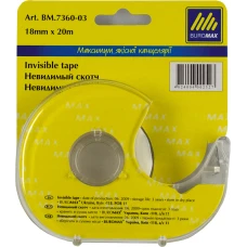 Скотч канцелярський "BuroMax" 18мм*20м НЕВИДИМ. у дисп. 7360-03 прозорий (1/12/144) Скотч канцелярський "BuroMax" 18мм*20м НЕВИДИМ. у дисп. 7360-03 прозорий (1/12/144)
