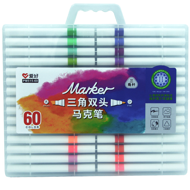 Sketch Marker double-sided "AIHAO" /AH515-60/ triangular. 60pcs/set (1/6/24)