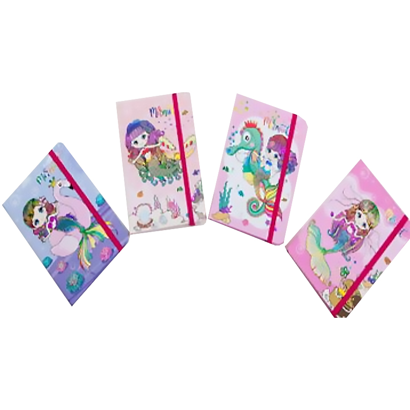 Notebook on rubber band 10.5*14.5 cm "JO" /BD64937/ "Mermaid" mix4 (1)