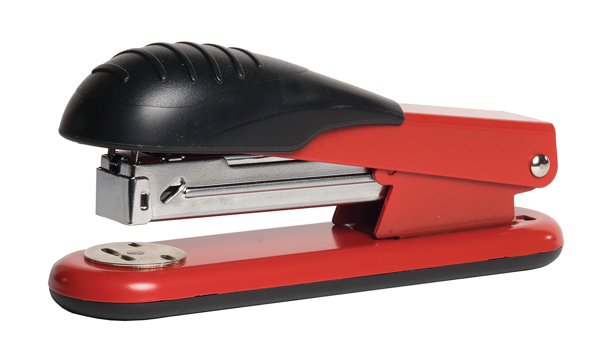 Stapler No. 24/6-26/6, 30 sheets. "SCHOLZ" 4023, 65mm, metal., Red (1/12)