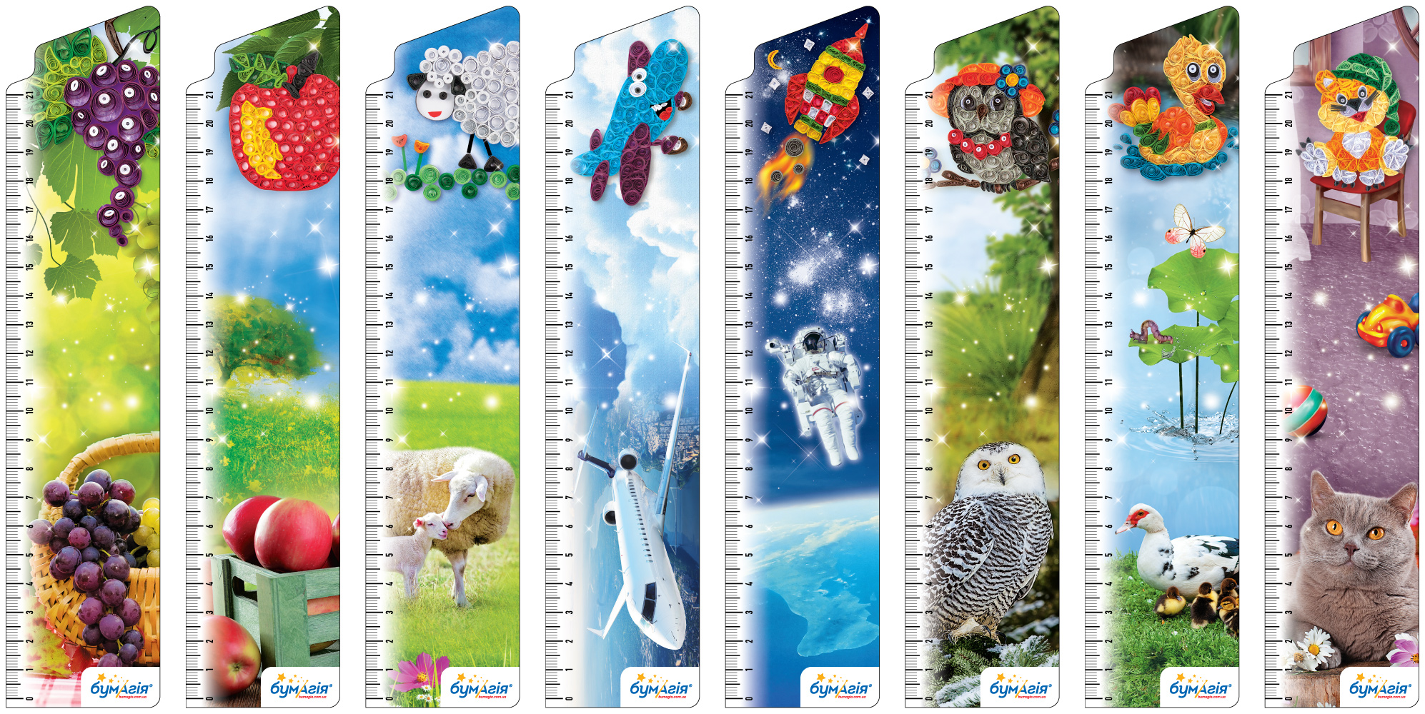 Bookmark for books "Paper" "Crafts from quilling" 8pcs/pack (12)