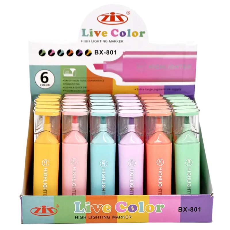 Text marker "WB" /BX-801/ pastel, mixed colors (36/1152)