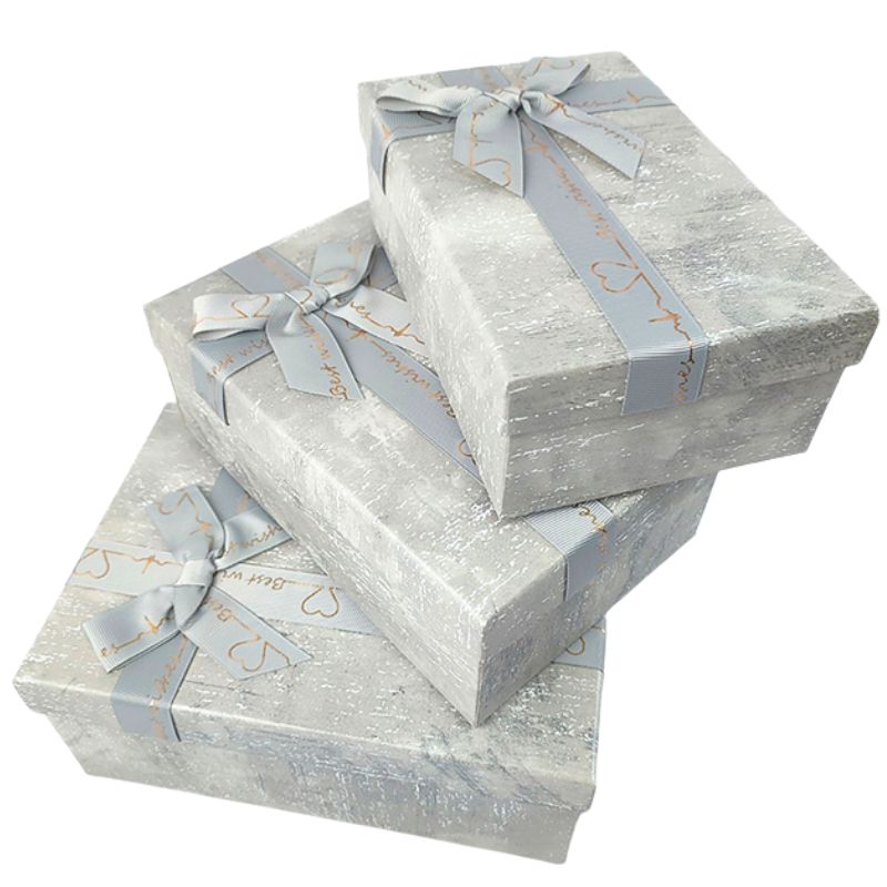 Gift box /271015/ gray rectangular matte 3pcs/pack, 23x16x9.5-19x12x6.5 cm