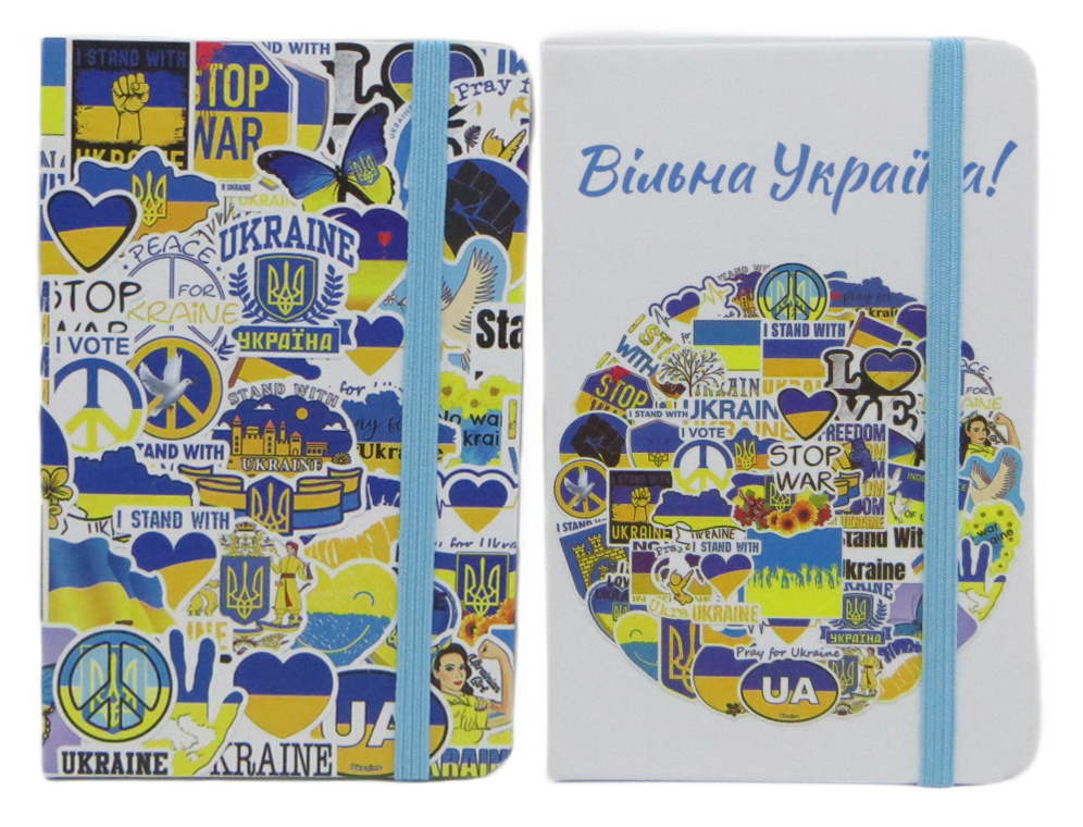 Блокнот А6/80арк /2608-2-U/ на гумці "Вільна Україна" #  тв.обл., 80г/м2, мікс (1/28/224)