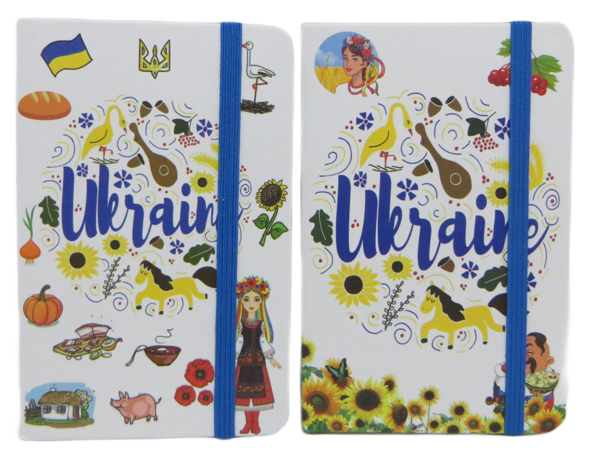 Блокнот А6/80арк /2608-1-U/ на гумці "Символи України" #  тв.обл., 80г/м2, мікс (1/28/224)