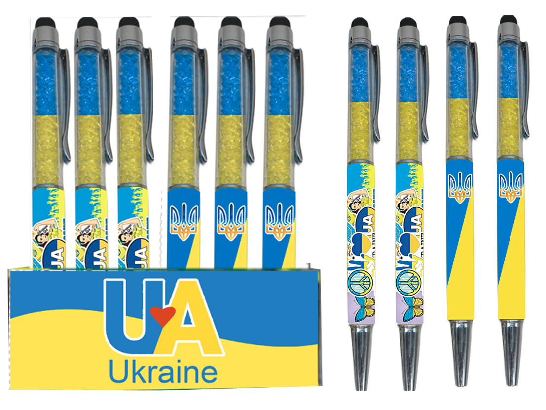 Ручка кулькова /274-UA/ "Touch pen-Сваровськи-Символи України" стилус, PVC (24/1200)