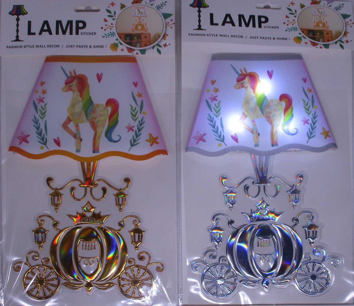 Decorative stickers /ST-392/ "Lamp that glows" 30*18.5 cm, 6 pcs. (1/12)