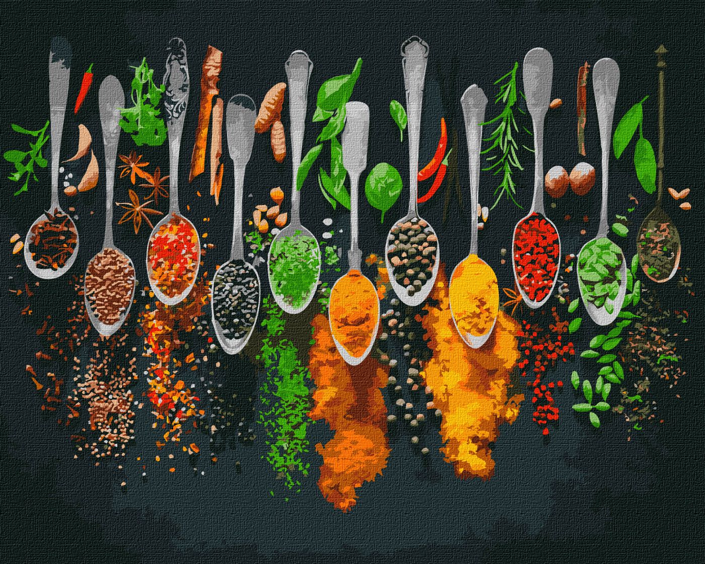Painting by numbers "Ideyka" /KHO5673/ "Spices of the world" 40*50 cm