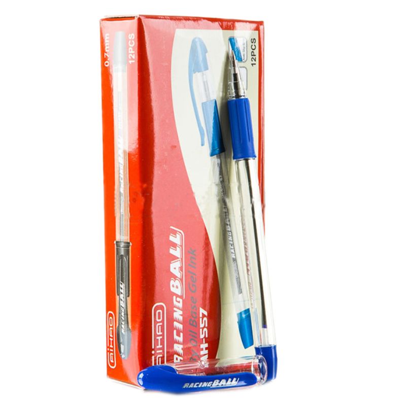Ballpoint pen "AIHAO" /AH557A/ "Racing Ball" blue, 0.7mm, rubber grip (12/144)