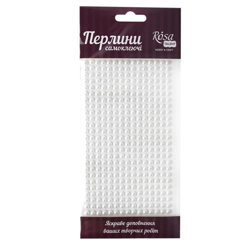 Self-adhesive pearls "ROSA Talent" /526/ white, 5 mm, 375 pcs