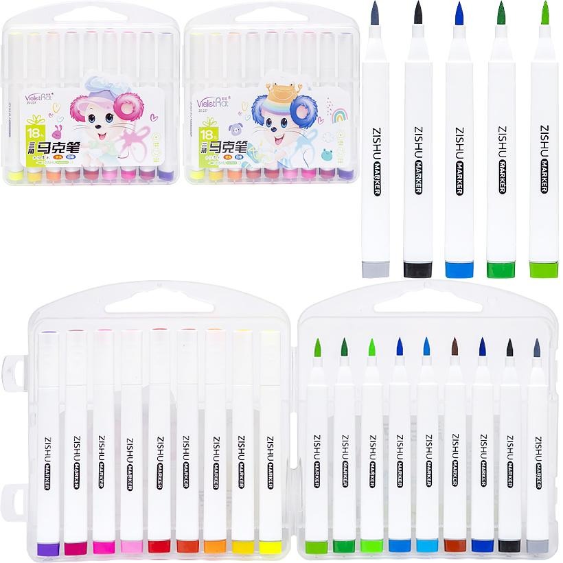 Markers "JO" /237-18/ "Mouse" 18 col. triangular case, plastic box (1/24/72)