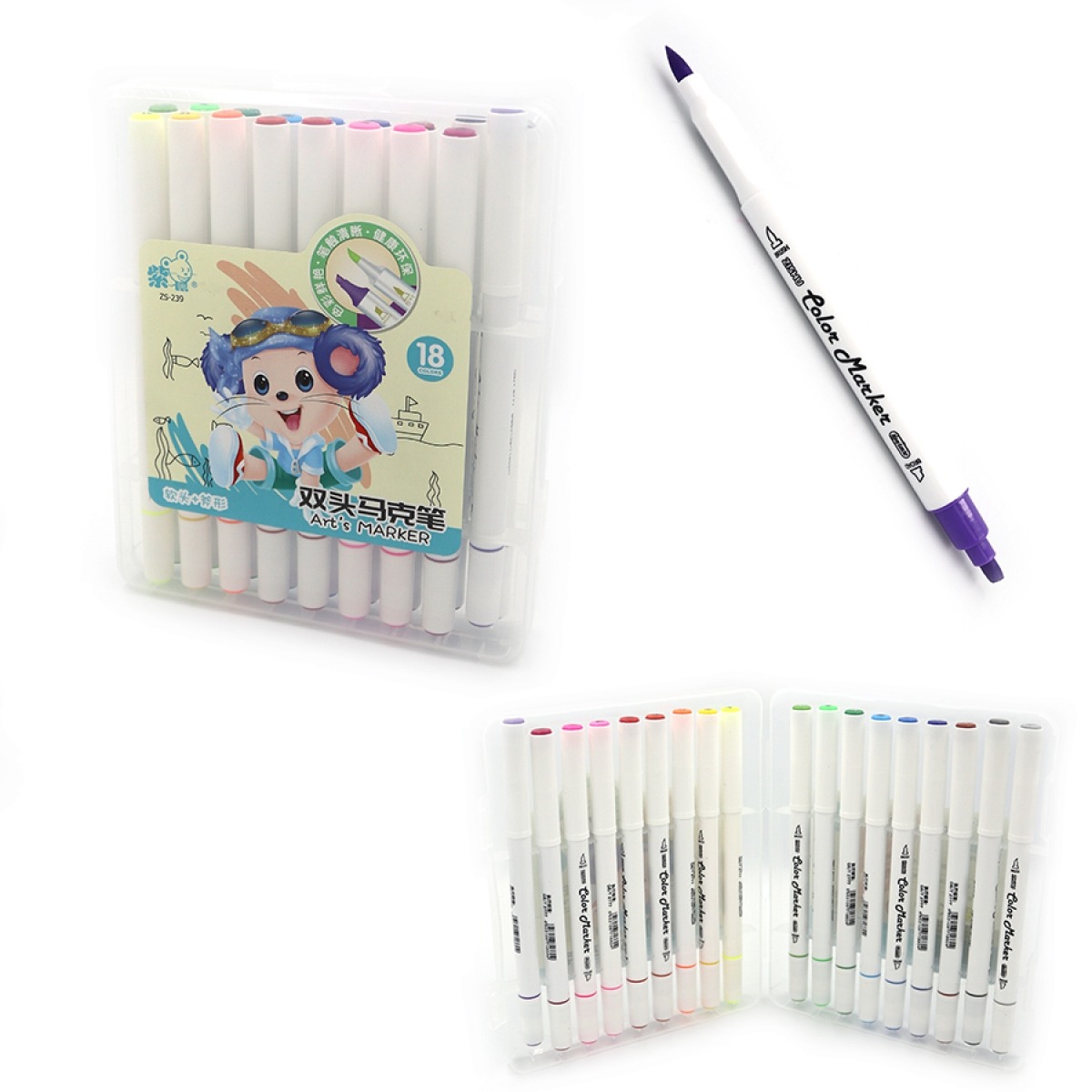 Markers "JO" /239-18/ "Mouse" 18 col. triangular housing, plastic box (1/12/72)
