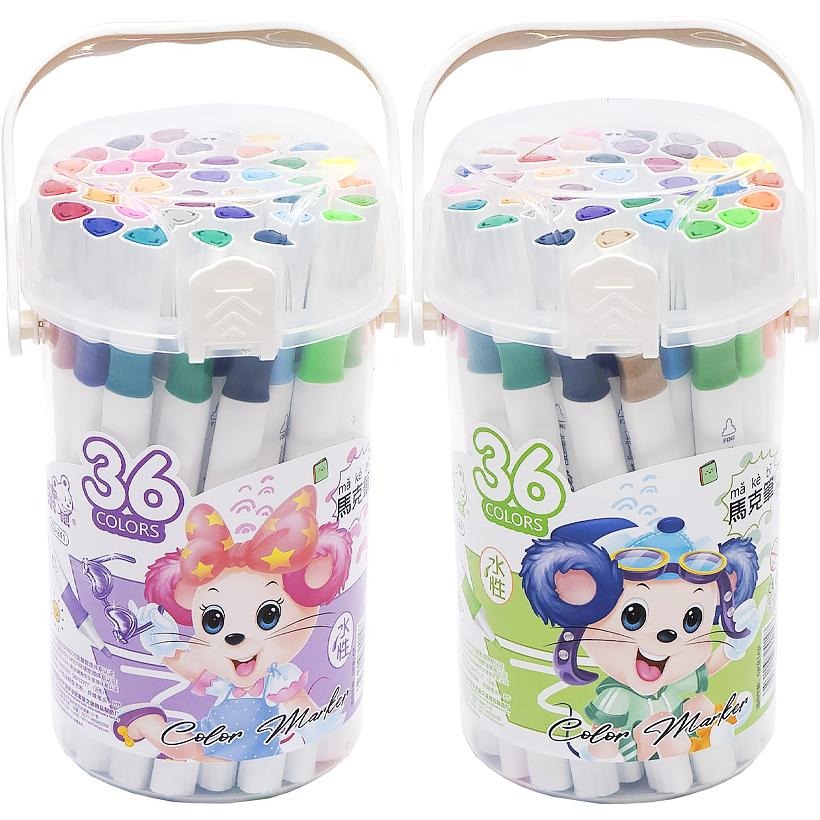 Felt-tip pens "JO" /241-36/ "Mouse" 36 pcs. bilateral, triangular housing, plastic box (1/8/48)
