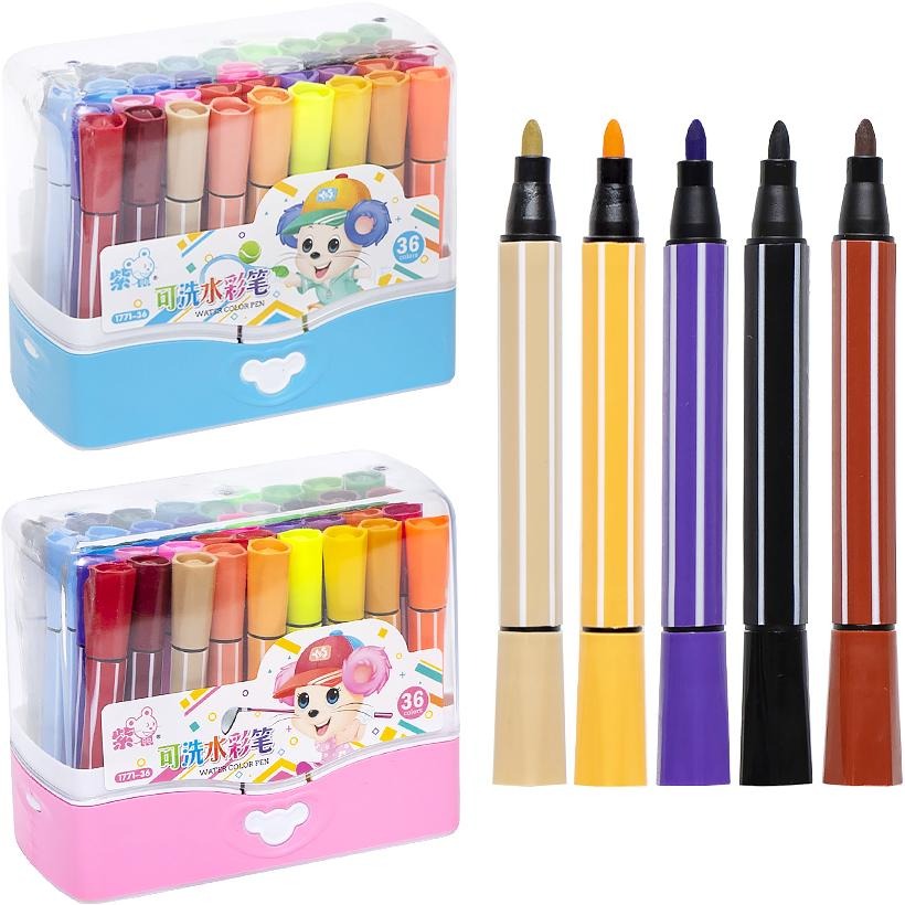 Felt-tip pens "JO" /ZS-1771-36/ "Mouse" 36 pcs. square housing, plastic box (1/8/48)