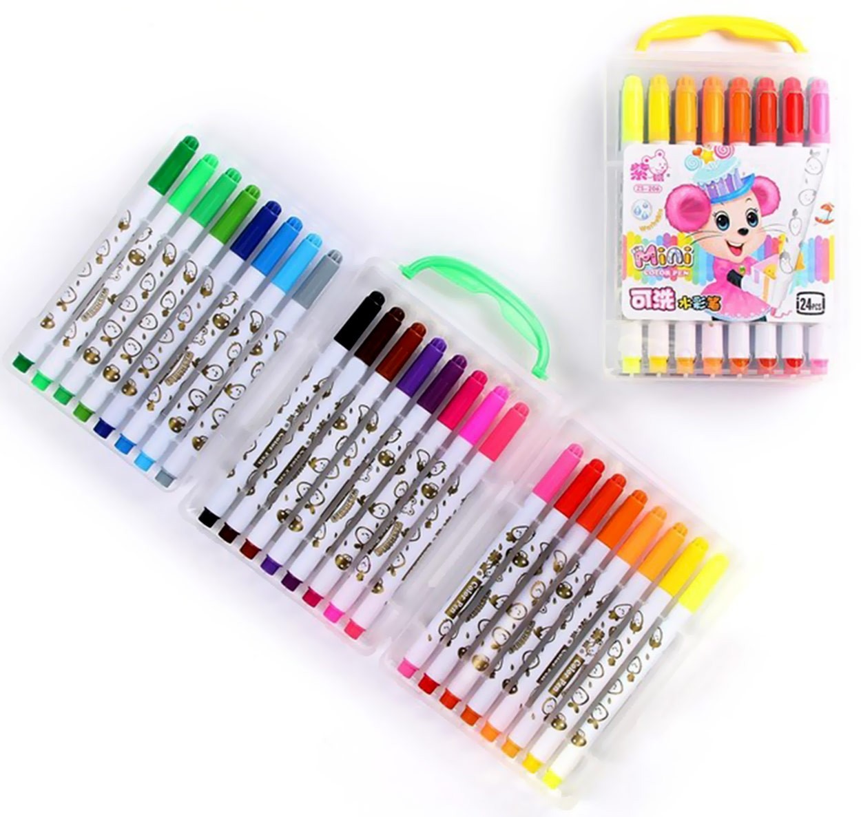 Felt-tip pens "JO" /ZS-206-24/ "Mouse" 24 pcs. plastic box (1/20/80)