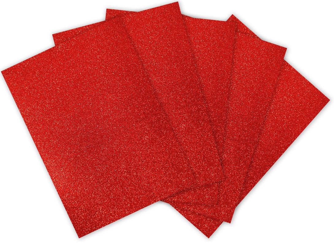 Flexica (foamiran) "Art studio of Happines" /GL-EVA-1,5-ADH-002/ Glitter with glue, 1.5 mm red (5 sheets in a pack) (1/200)