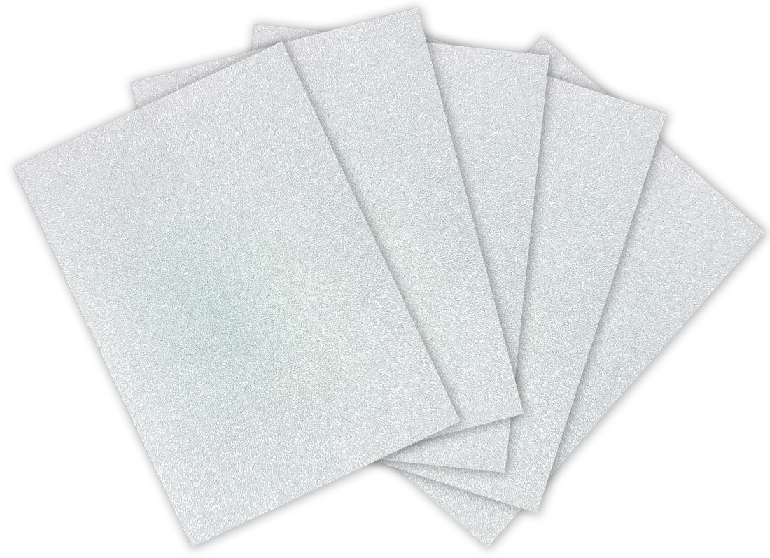 Flexica (foamiran) "Art studio of Happines" /GL-EVA-1,5-ADH-016/ Glitter with glue, 1.5 mm silver (5 sheets in a pack) (1/200)