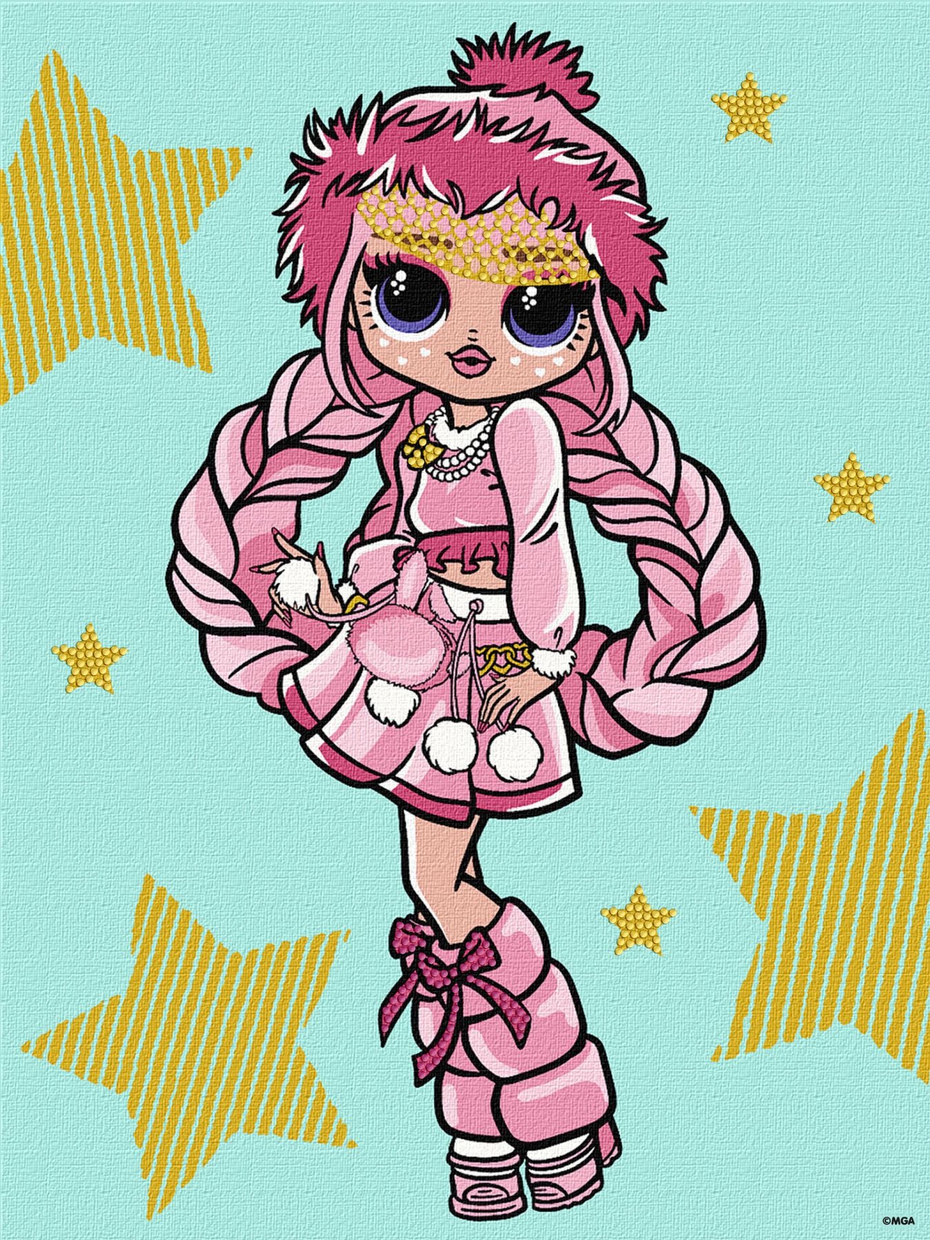 Picture by number "Ideyka" /KHO6271/ "LOL Surprise! O.M.G. Fashion show "La Rose" with rhinestones 30*40 cm