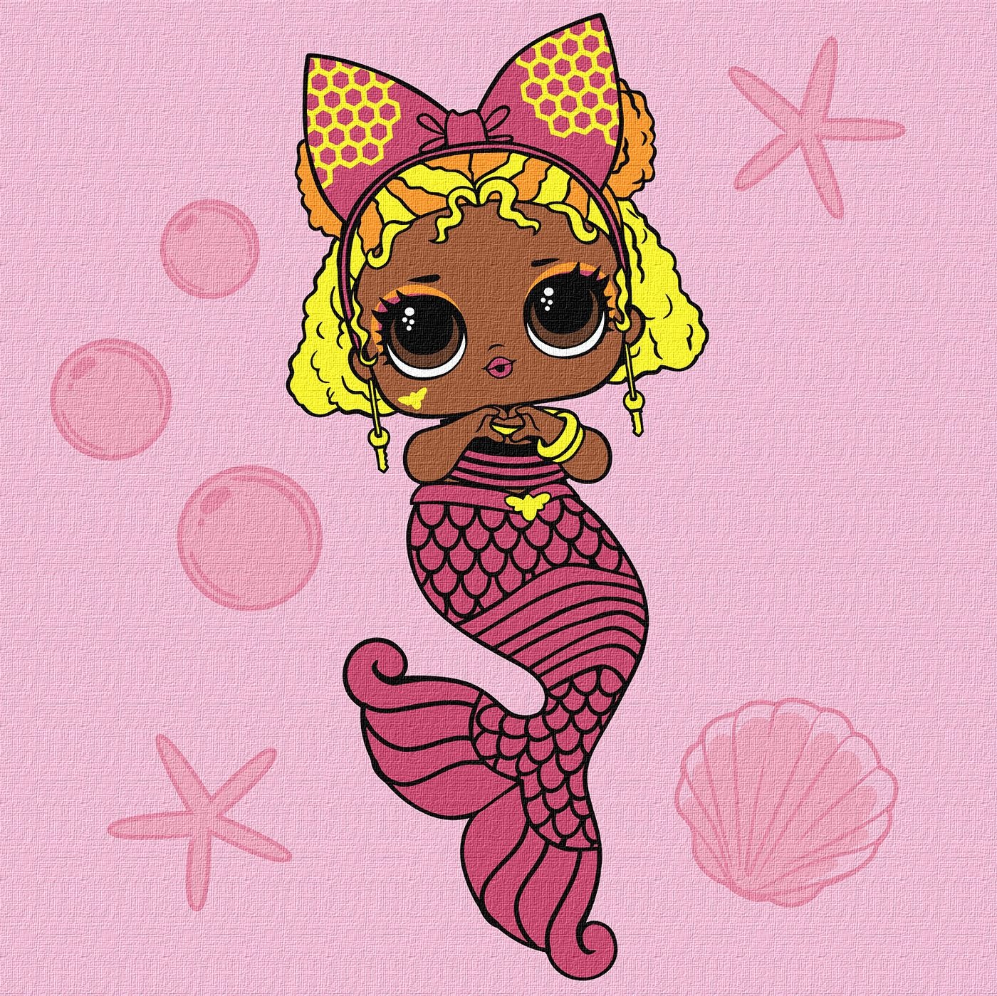 Картина за номерами "Ідейка" /KHO6265/ "LOL Surprise! Mermaids Queen Bee" 40*40 см