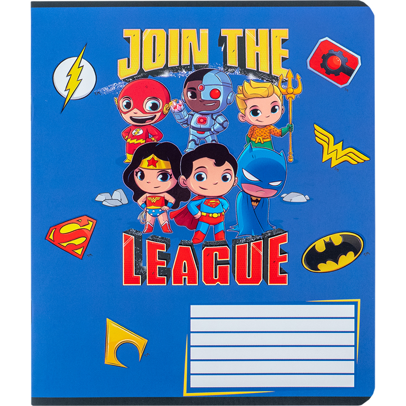 Student's notebook "Kite" 12 sheets # /DC24-232/ "DC Justice League" soft touch + UV varnish (25/600)