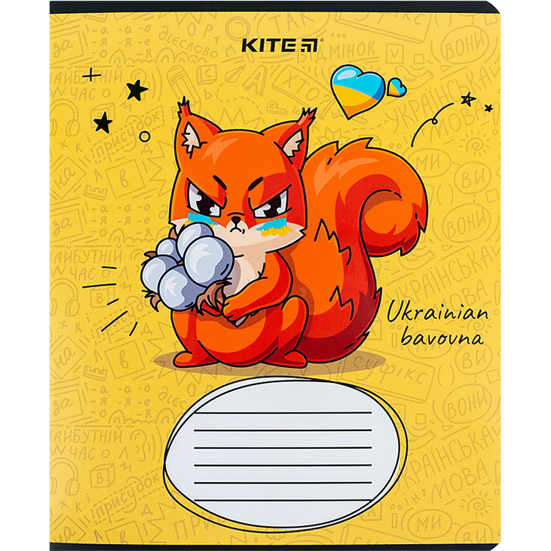 Student's notebook "Kite" 12 sheets == /K24-234-2/ "Brave animals" Hebrew. varnish + UV varnish (25/600)
