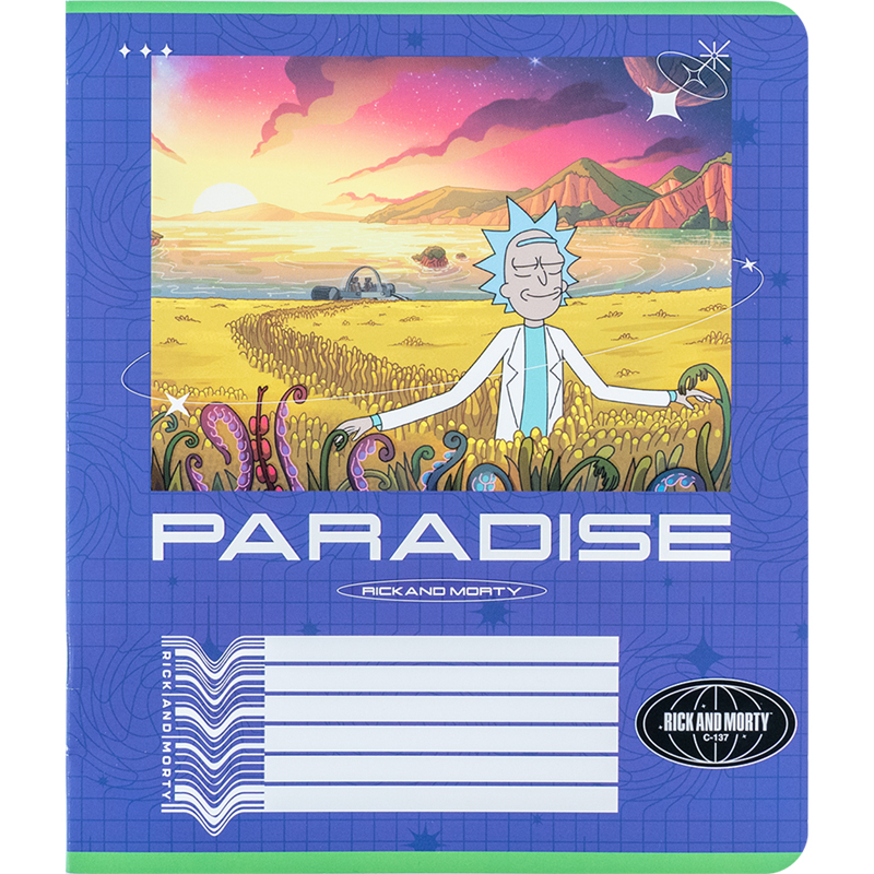 Student's notebook "Kite" 18 sheets # /RM24-236/ "Rick & Morty" soft touch + UV varnish (20/400)