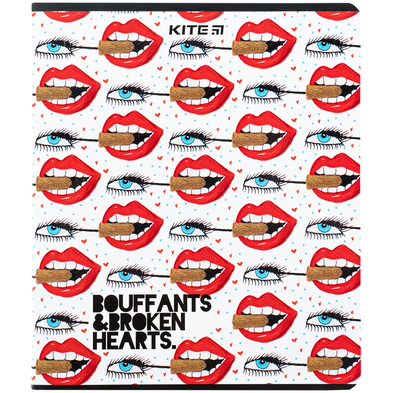 Student's notebook "Kite" 48 sheets # /K24-259-1/ "Bouffants & Broken Hearts" Hebrew varnish + UV varnish (10/200)